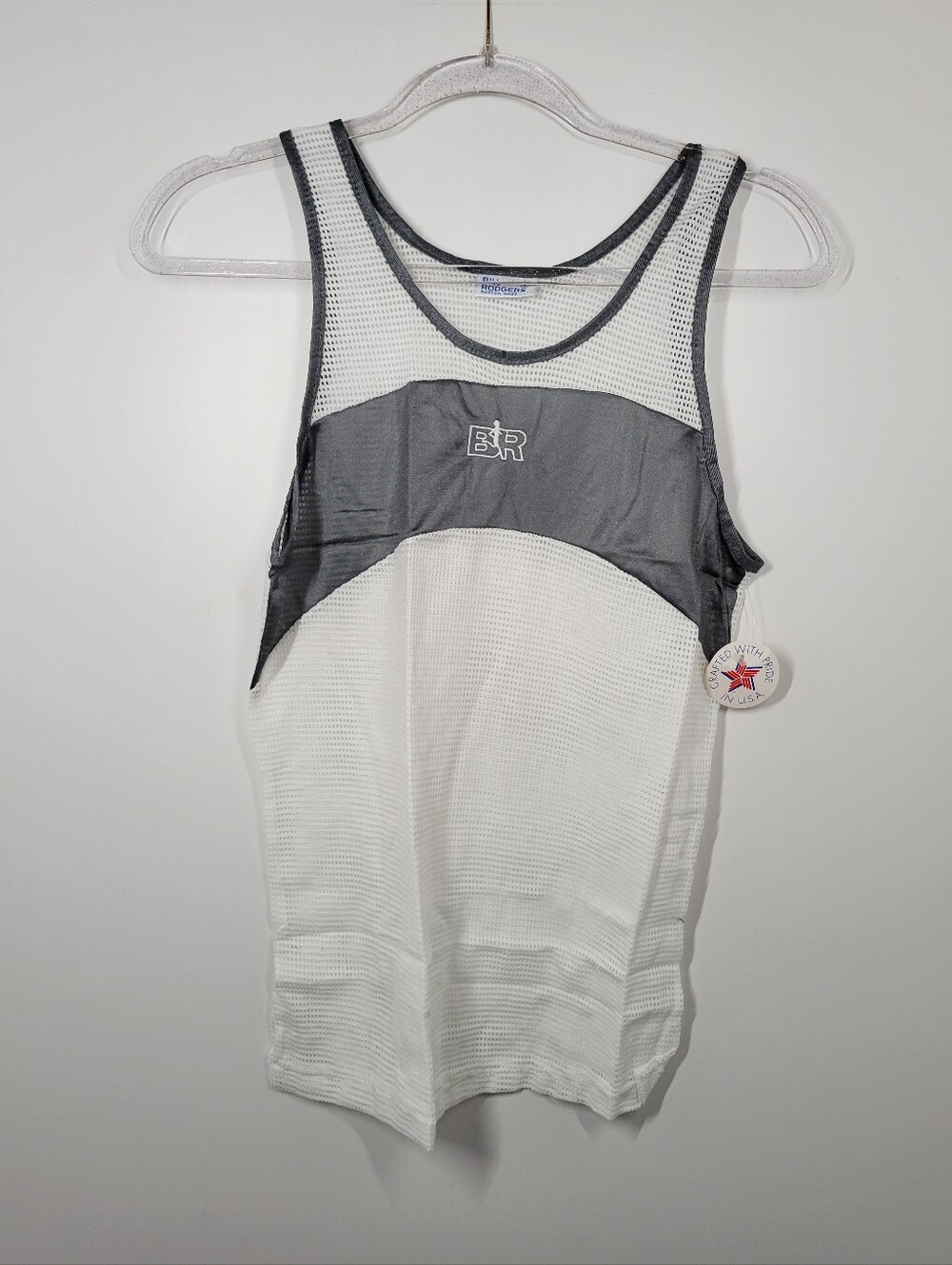 Bill Rodgers White Gray Mesh Men's Tank Top Size Small NOS